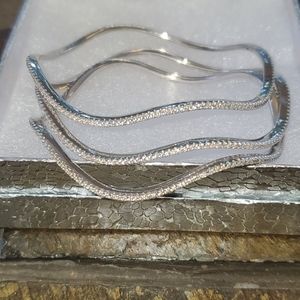 Italian Milor .925 Sterling Silver CZ Wave Bangles